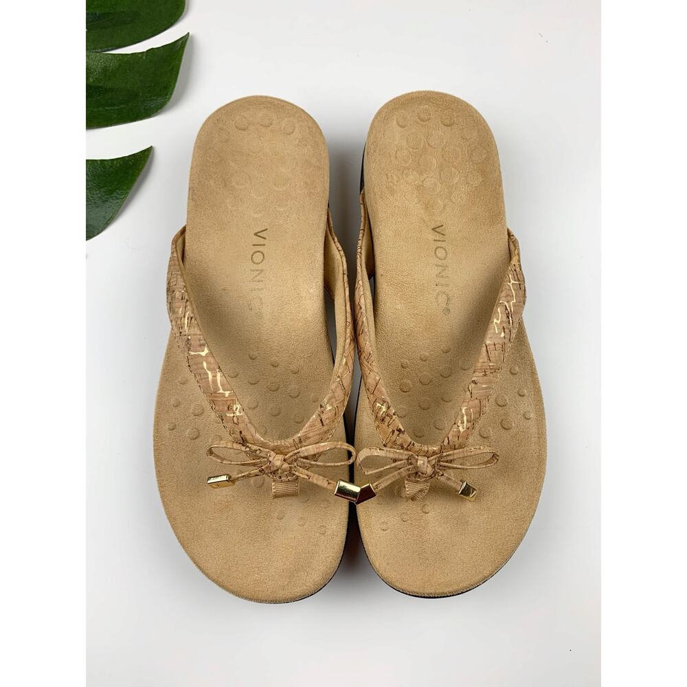 Vionic Bella Cork Bow Flip Flop Sandals 9